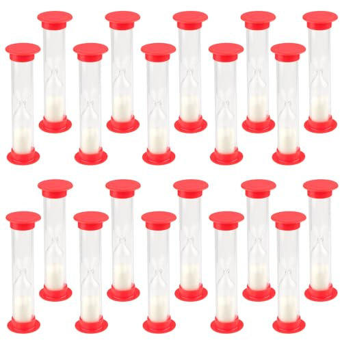 Sanduhren Set für Kinder 1 Minute X20 Stück – Rote Sanduhr Kinder Mit Weißem Sand, Bruchsicherer Timer für Sanduhr Zähneputzen Kinder, Spiel & Lernen, Kinder Küche, Schule und Zuhause