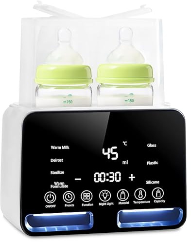 11-in-1 Flaschenwärmer Baby – Babyflaschen Wärmer & Milchwärmer mit Dampf-Sterilisator, Auftauen, Timer, Echtzeit-Temperaturanzeige & Warmhaltefunktion, Muttermilch Erwärmer mit Touchscreen