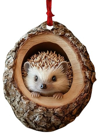 Weihnachten Acryl Tier Decor, Realistische Tier-Wanddekoration | 2D Weihnachtsbaum Anhänger, Waschbär, Eule, Eichhörnchen, Igel, Hase, Drache, Vogel-Anhänger für Zuhause