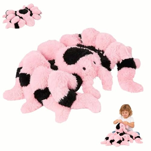 Xiyocadt Niedliche Rosa Schwarze Spinne Plüschtier, Weiches Plüschkissen, Stressabbau Kuscheltier für Sofa, Bett, Büro, Geschenk für Spinne-Liebhaber (35 cm,Schwarzgefleckte Spinne)