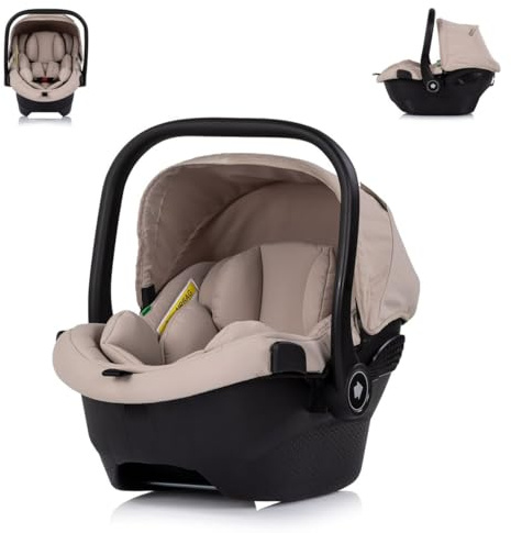 Chipolino Babyschale Pearl i-Size (40-85cm) Sonnendach 3-Punkt-Gurt Kopfstütze hellbraun