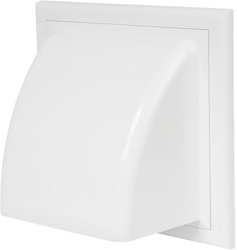 Awenta 6'' Inch / 150 mm Exhaust Hood Vent - White ABS Plastic - Non Return Valne/Backdraft Damper - Dryer Opening, Exhaust Opening, External Ventilation Cover - Outdoor Air Vent Cap - Duct Cover