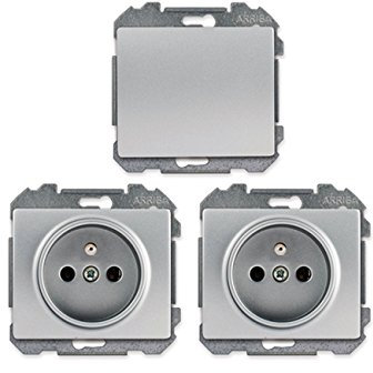 Lot de 1 Va et Vient Silver et 2 Prises 2P+T Silver