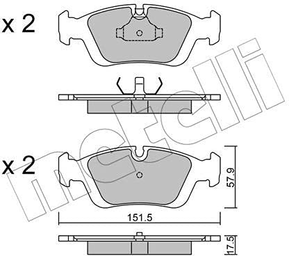 metelligroup 22-0124-0 Bremsbeläge, Made in Italy, Ersatzteile für Autos, ECE R90-zertifiziert, Kupferfrei