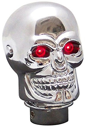 SMKJ Universal Auto Schaltknauf totenkopf Rot LED Schaltknüppel Aluminium Shifter Knob für most Manuelles oder automatisches Getriebe Ohne RGA