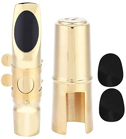 Altsaxophon Mundstück,Alto Saxophone Mouthpiece,Eb Altsaxophon Mundstück 5C Mundstück Messing Sax Mundstück Mit Kappenauflagen Musikinstrumenten Zubehör