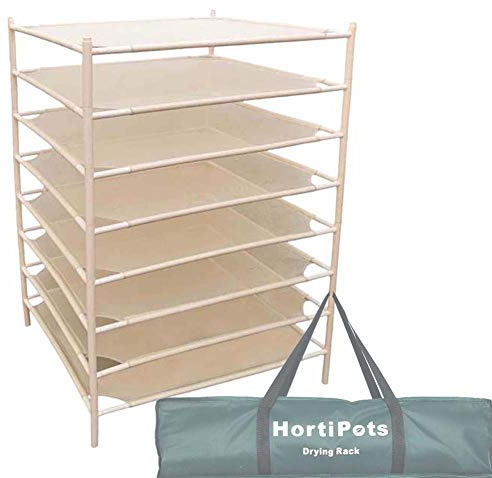 HORTIPOTS Kräutertrockner mit 8 Ebenen, Trockennetz, quadratisch, 71,1 x 71,1 cm, zum Trocknen von Kleidung oder zum Kürzen von Pflanzen wie Kräutern, Früchten, Blumen