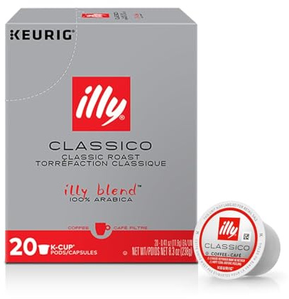 illy Coffee K Cup, Pods for Keurig Machines, Classico Medium Roast, 100% Arabica, Premium Italian Coffee, 20 Count, 1 Pack
