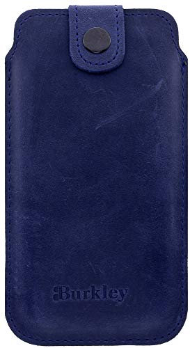 Burkley Handyhülle für iPhone 11 Pro Max Hülle Leder-Hülle kompatibel mit Apple iPhone 11 Pro Max - Rindsleder Case Pocket Sleeve (Antik Blau)