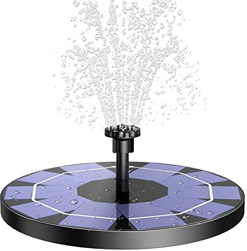 AISITIN Solarbrunnen für Draussen 3.0W, Solar Springbrunnen für Außen Eingebaute 1200 mAh Akku Teichpumpe Solar mit 10 Effekte Schwimmender Fontäne Pumpe mit 4 Stützstangen für Garten/Vogelbad/Teich
