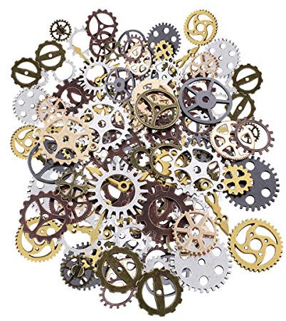 DBAILY Antike Steampunk-Zahnräder, 200g Zahnräder Steampunk Metall Antik Skelett Steampunk Charms Armbanduhr Zahnrad Vintage Steampunk Schmuck für Schmuck Basteln Dekoration Kostüm (Ca. 150Pcs)