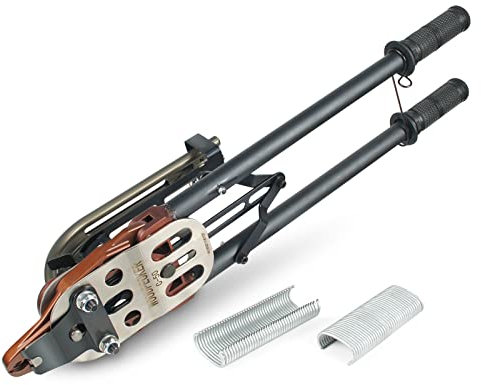 Woodpecker C50 Pince à anneau élastique Manuel de Calibre 11 Couronne de 1-1/2 Pistolet à anneau de porc Diamètre de fermeture de 13-14 mm Fil d'agrafeuse à anneau en C Pour cages, matelas