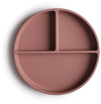 mushie Platos de Silicona para Niños | con Ventosa Antideslizante | Accesorios de Aprendizaje para Bebés y Niños Pequeños | Sin BPA | Resistente al Lavavajillas y al Microondas | Cloudy Mauve
