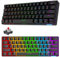 XINMENG Tastiera da gioco cablata RGB, tastiera meccanica programmabile retroilluminata arcobaleno ricaricabile con 61 tasti, Bluetooth 5.0 senza fili (interruttore nero/rosso)
