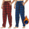 2er Pack Schlafanzughose Herren Lang Fleece Karierte Pyjamahose Winter Warm Pyjama Hose Soft Freizeithose Weihnachts Pyjama mit Taschen und Kordelzug, Rotes Plaid + Schwarzes Weißes Plaid Größe L
