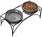 Y YHY Large Raised Double Ceramic Dog Bowls - 24oz, for Small/Medium/Large Dogs or Cat, Food & Water Bowl Set, Grey