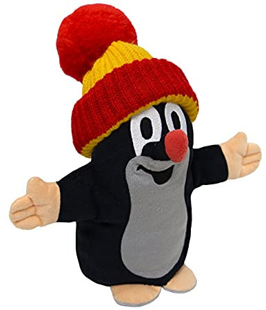 Handpuppe Tierhandpuppen 25 cm Original Der Kleine Maulwurf, mit Rot Mütze, Sprechend, Tierfigur theatrepuppe Handspielpuppe für Kinder Jungen Mädchen Plüsh