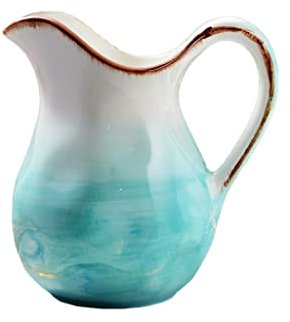 QINGGANGLING999 Milk Frother Cups Handle Milk Jug Ceramic Milk Jug Ice Cracked Big Milk Jug Hand-painted Color Glaze Jug 1200ml Milk Jug Gravy Boat (Color : Blue)