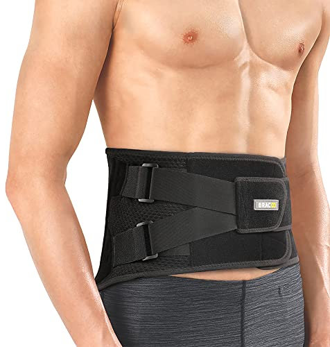Bracoo Rückenstützgürtel, Rückenbandage für Rückenschmerzen, Atmungsaktive Rückengurt, Rücken Stützgürtel für Herren, Damen, LWS Lendenwirbelstütze, Rückengürtel für Sport, Arbeit, BP61