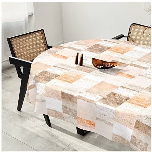 Wachstuchtischdecke Wachstuch Tischdecke abwaschbar Wachstischdecke Plastik-Tischdecken Glatt Oval 140x220cm mit Saum Patchwork Oldstyle