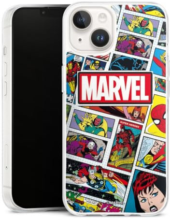 Silikon Hülle kompatibel mit Apple iPhone 14 Case transparent Handyhülle Marvel Comic Muster