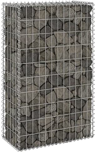 WIFESE 60 x 30 x 100 cm - Mur de gabion avec couvercle - Panier à pierres - Panier à gabions - Poteaux - Jardinière surélevée - Clôture - Colonne à gabions - En acier galvanisé