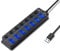 Hoppac Hub USB 3.0,7 en 1 Multiprise USB Hub 1 USB 3.0 Et 6 USB 2.0,Port USB Multiple PC Transfert De Données Et La Recharge,USB Multiple Ports Interrupteur Et Lumière LED,1M Noir