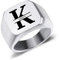 AOTXOXTOA Personalisierte Initiale Monogramm Signet Ring Brief Gravur Name für Männer Frauen Junge Mädchen Edelstahl Schmuck Memorial Band Jahrestag Geschenk mit Größe Adjusters