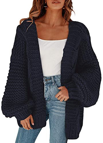 Cicy Bell Giacca a spalla da donna, con maniche a lanterna, elegante maglione oversize