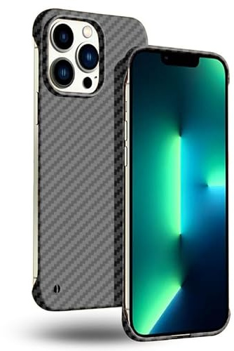 GRECAZO Ultra-Thin Frosted Soft Touch Skin Borderless Carbon Fiber Bump Texture Case for iPhone 15 Pro Phone Case 6.1(2023) Slim Minimalist Lightweight Frameless Matte Hard Cover Case-Black