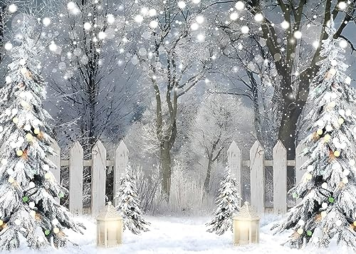 AIIKES 10X8FT Winter Fotografie Hintergrund Glitzer Weiß Schnee Wald Kiefer Baum Hintergrund Weihnachten Urlaub Party Dekor Banner Kinder Porträt Foto Studio Requisiten 12-621