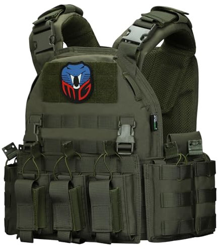 Snacam Tactical Vest for Men Molle Security Airsoft Vest Adult, Army Green, One size