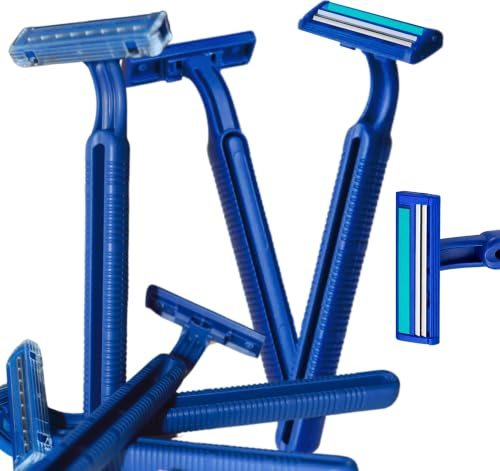Men’s Razor (20 pack) Double Blade Blue Razor Disposable Razors for Men Women Shaving Razor Blades Chrome Coating Sharp Blades Facial Hair Removal Shaver