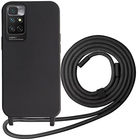 Beajew Coque Compatible avec Xiaomi Redmi Note 11 4G/Note 11S Silicone Case, Couleurs de Bonbons Cover Silicone Antichoc, Coque Protection Antichoc avec Cordon Réglable Téléphone Case, Noir