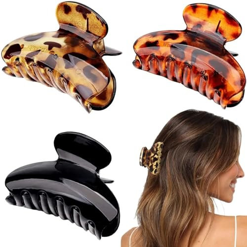 Lot de 3 pinces à cheveux moyennes pour femme - Motif léopard - Accessoires pour cheveux tendance