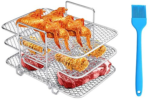 Suanzua Air Fryer Rack 304 Stainless Steel Multi-Layer Dehydrator Rack Replacement Parts for Ninja Dual Air Fryer