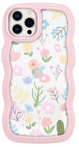 ZCDAYE Floral Case Compatible with iPhone 15 Pro Max, Aesthetic Flower Pattern Cute Curly Wavy Shape Phone Case for Women Girls,Soft TPU Phone Cover for iPhone 15 Pro Max (6.7 inches),Colorful Pink