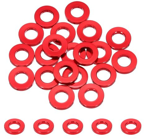 QUARKZMAN 20pz M6 Rondella Piatta Guarnizione Alluminio Rondella Svasata Anodizzata Dia Foro 6mm/0.24 Rondelle Rotondo per Viti Rc/Fpv/Pc/Drone Meccanici Parti Modello (Rosso)