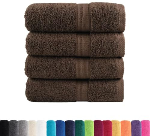 vidaXL Toallas de Mano Premium SOLUND, 4 Unidades, Color marrón, 30 x 30 cm, 600 g/m²