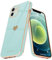 Teageo for iPhone 12 Case Cute Heart Pattern for Women Girls Slim Luxury Bling Plating Soft TPU Anti-Scratch Shockproof Bumper Phone Case for iPhone 12, Pearl Aqua