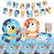 Dog Birthday PartY Decorations Boys Girls- Blue Kids Tableware Set Happy Birthday Banner Plates Cups Napkins Tablecloth for Kids Theme ParTy Supplies Baby Shower ParTy Decorations
