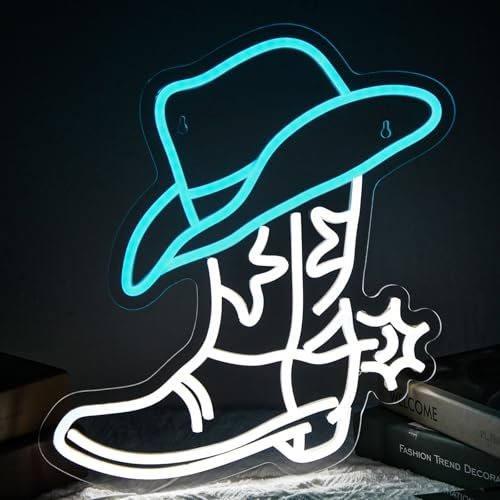 Cowboy Boot Neon Sign Cowgirl Boots for Wall Decor Aesthetic Western Neon Light for Bedroom Kids Living Room Office Man Cave Gift Birthday