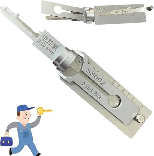 Ukisisi schlossöffnungswerkzeug,schlüsseldecoder 2 in 1，Schlüssel Decoder Aus Edelstahl,Schlossknacker Werkzeug,Stainless Steel Key Decoder,schlüsseldekoder，hauptschlüssel für den Haushalt