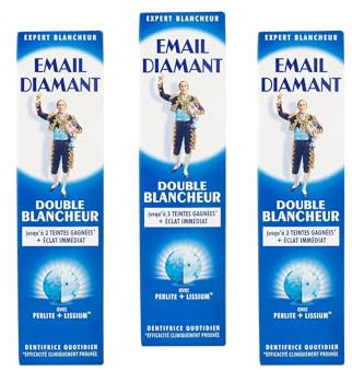 Email Diamant Double Blancheur Whitening Tägliche Zahnpasta Original Kosmetik - 75ml Große Größe - Blau - 3 Tuben