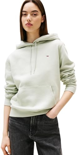 Tommy Jeans Damen Hoodie Flag Regular Fit, Grün (Misty Sage), M