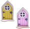 NHP 2 Pcs Puerta de Muñecas de Madera,Casa de Muñecas DIY Puerta,Modelo de Puerta de Muñeca,Casa de Muñecas en Miniatura Colorida Puerta de Madera,DIY Miniature House(Rosa + Amarillo)