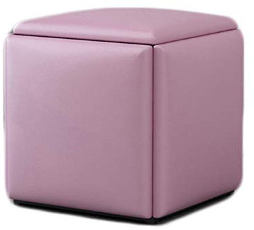 Leder-Multifunktions-Sofa-Hocker mit Stauraum, Fußhocker und gepolstertem Sitz, Rosa