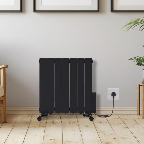 Warmehaus 1200W Electric Oil Filled Radiator 24/7 Day Timer and Thermostat Wall Mounted/Freestanding, Plug in Electric Heater Smart WiFi Low Energy Portable with Child Lock Black