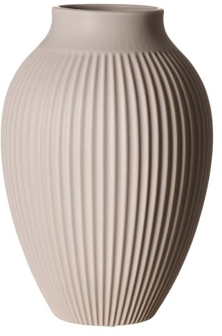 Ritzenhoff & Breker Alsta Vase, 27,5 cm, Tischvasen mit Rillendesign, Seidenmattes Oberflächen-Finish, Klassisch & Modern, Steingut, Beige