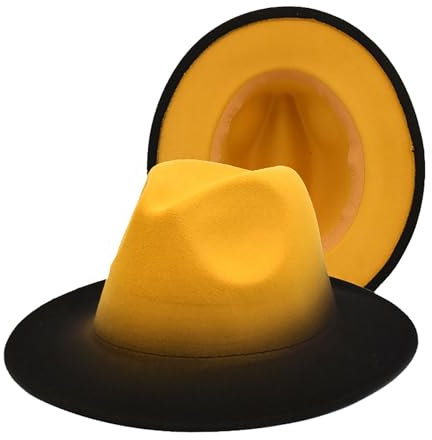 Sonnenhut Wandern Damen Farbverlauf-Jazz-Hut, Woll-Zylinder, Hut für Herren, Outdoor-Visierhut Sonnenhut Mit Damen Kaschmir-Filz-Hüte für Damen und Herren, breite Krempe, modisch